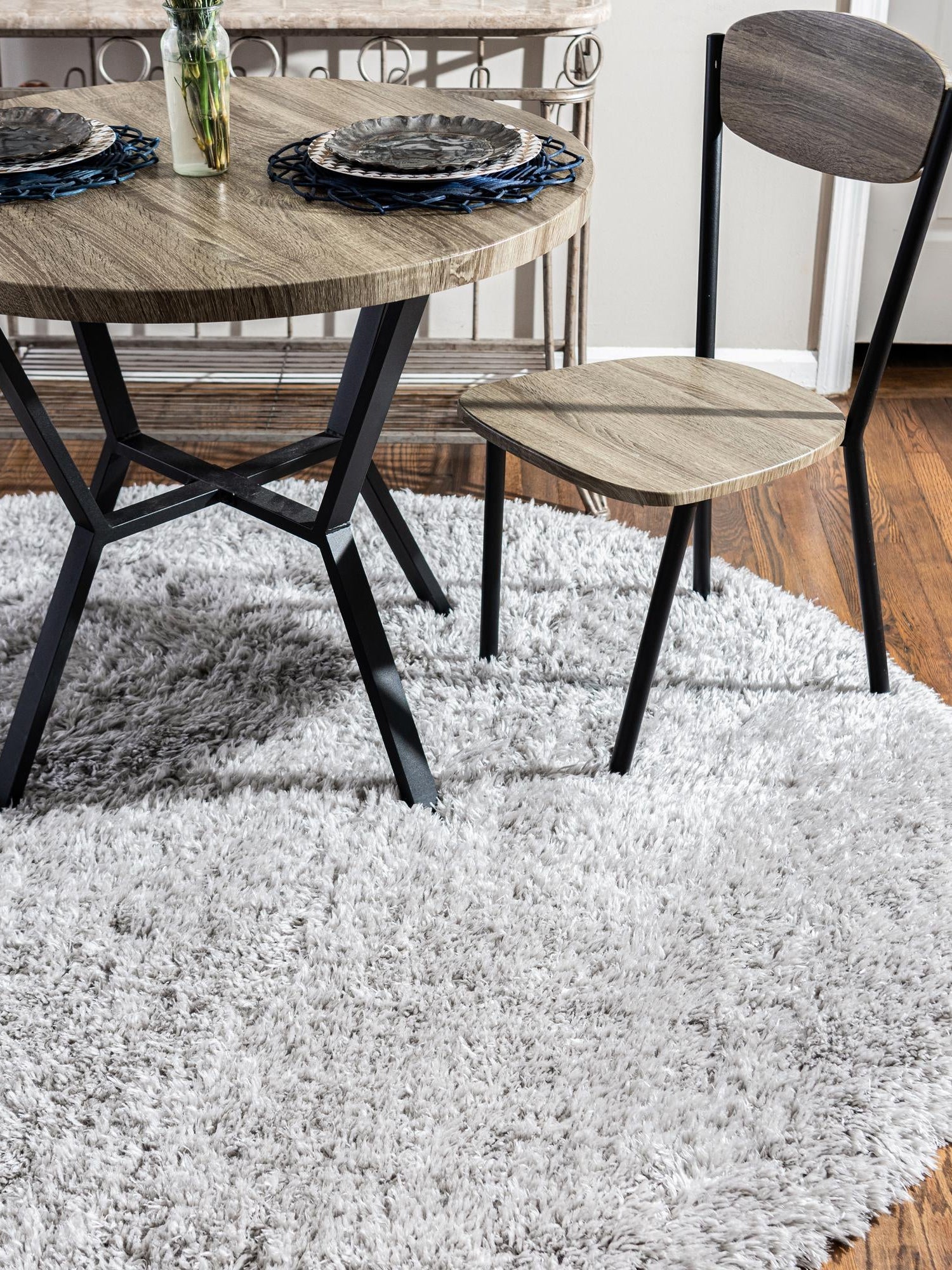 Ash 6' 1 x 6' 1 Infinity Shag Round Area Rug Thick Soft Touch Fluffy & Plush Shaggy Pile 100% Polypropylene With Jute Backing Solid Color Minimalist Carpet for Sale at Rug Engine