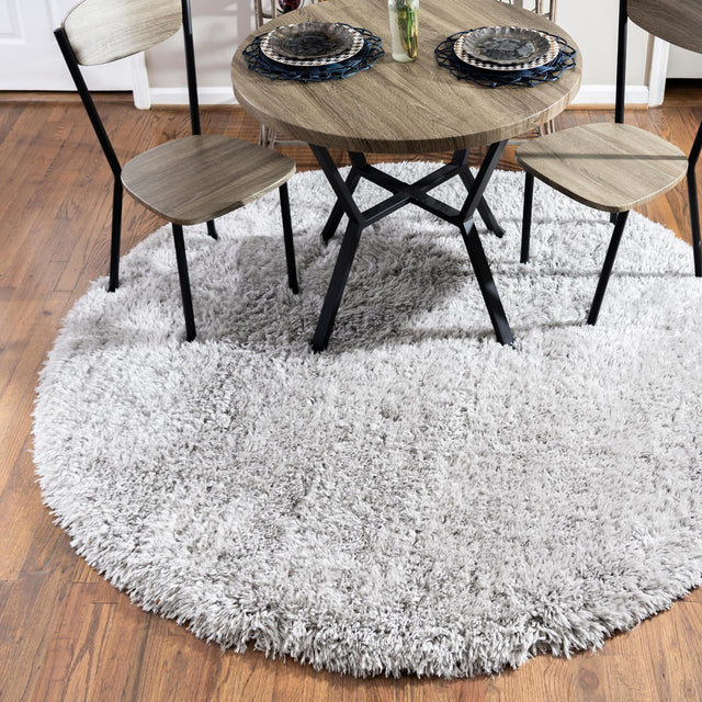Ash 8' x 8' Infinity Shag Round Area Rug Thick Soft Touch Fluffy & Plush Shaggy Pile 100% Polypropylene With Jute Backing Solid Color Minimalist Carpet for Sale at Rug Engine