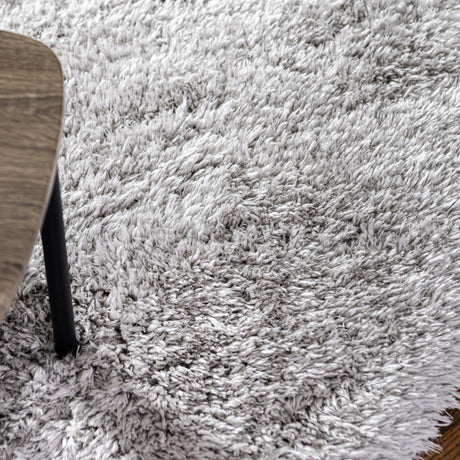 Ash 6' 7 x 6' 7 Infinity Shag Round Area Rug Thick Soft Touch Fluffy & Plush Shaggy Pile 100% Polypropylene With Jute Backing Solid Color Minimalist Carpet for Sale at Rug Engine