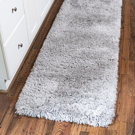 Ash 2' 7 x 10' Infinity Shag Runner Area Rug Thick Soft Touch Fluffy & Plush Shaggy Pile 100% Polypropylene With Jute Backing Solid Color Minimalist Carpet for Sale at Rug Engine
