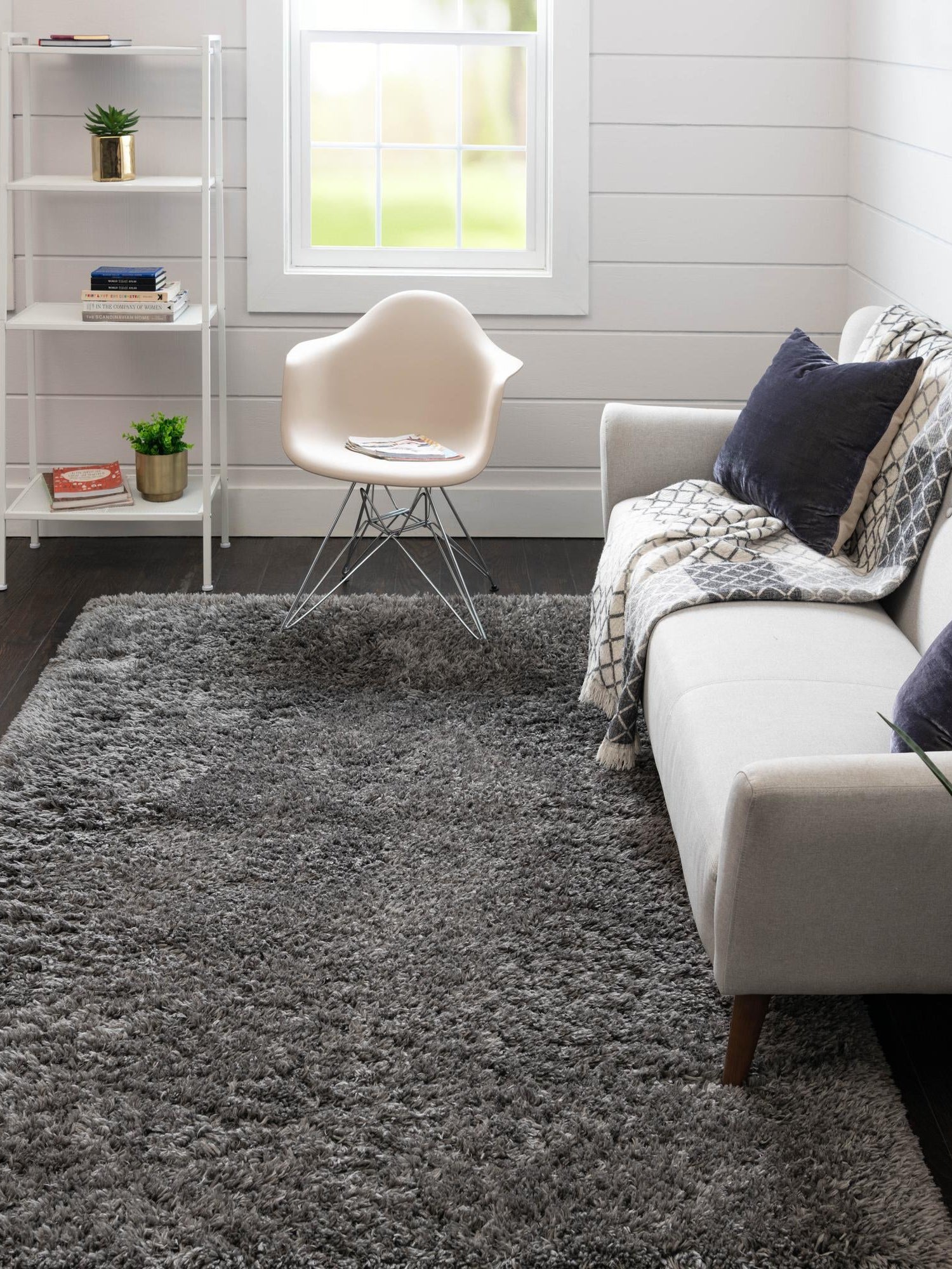 Smoke 4' 1 x 6' 1 Infinity Shag Rectangle Area Rug Thick Soft Touch Fluffy & Plush Shaggy Pile 100% Polypropylene With Jute Backing Solid Color Minimalist Carpet for Sale at Rug Engine