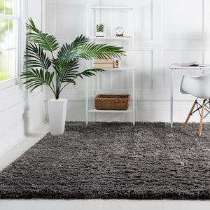 Smoke 8' x 8' Infinity Shag Square Area Rug Thick Soft Touch Fluffy & Plush Shaggy Pile 100% Polypropylene With Jute Backing Solid Color Minimalist Carpet for Sale at Rug Engine