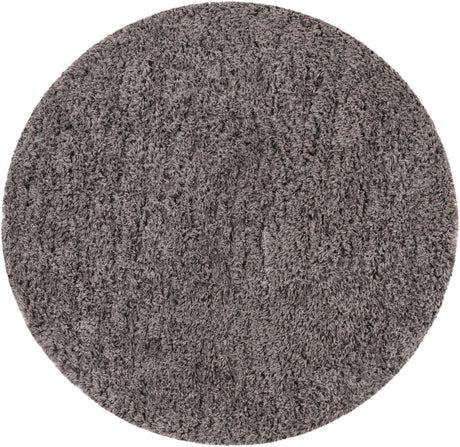 Smoke 5' 1 x 5' 1 Infinity Shag Round Area Rug Thick Soft Touch Fluffy & Plush Shaggy Pile 100% Polypropylene With Jute Backing Solid Color Minimalist Carpet for Sale at Rug Engine