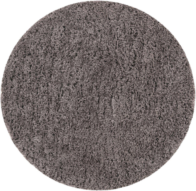 Smoke 5' 1 x 5' 1 Infinity Shag Round Area Rug Thick Soft Touch Fluffy & Plush Shaggy Pile 100% Polypropylene With Jute Backing Solid Color Minimalist Carpet for Sale at Rug Engine