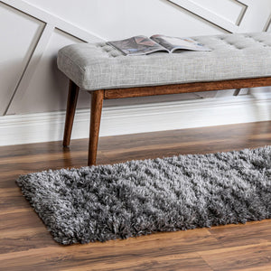 Smoke 2' x 6' 5 Infinity Shag Runner Area Rug Thick Soft Touch Fluffy & Plush Shaggy Pile 100% Polypropylene With Jute Backing Solid Color Minimalist Carpet for Sale at Rug Engine