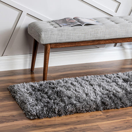 Smoke 2' x 6' 5 Infinity Shag Runner Area Rug Thick Soft Touch Fluffy & Plush Shaggy Pile 100% Polypropylene With Jute Backing Solid Color Minimalist Carpet for Sale at Rug Engine