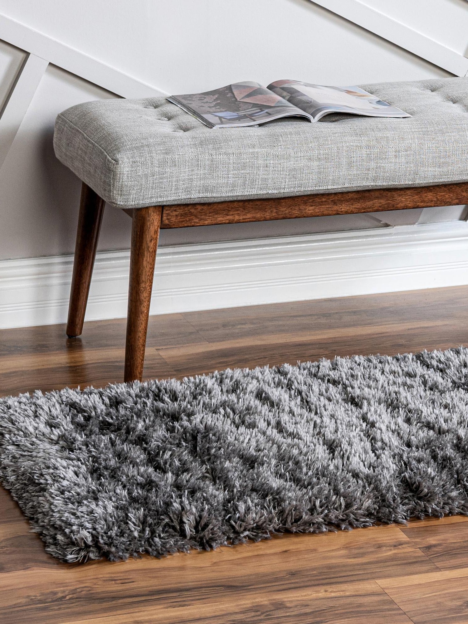 Smoke 2' 7 x 13' 1 Infinity Shag Runner Area Rug Thick Soft Touch Fluffy & Plush Shaggy Pile 100% Polypropylene With Jute Backing Solid Color Minimalist Carpet for Sale at Rug Engine