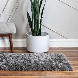 Smoke 2' x 6' 5 Infinity Shag Runner Area Rug Thick Soft Touch Fluffy & Plush Shaggy Pile 100% Polypropylene With Jute Backing Solid Color Minimalist Carpet for Sale at Rug Engine