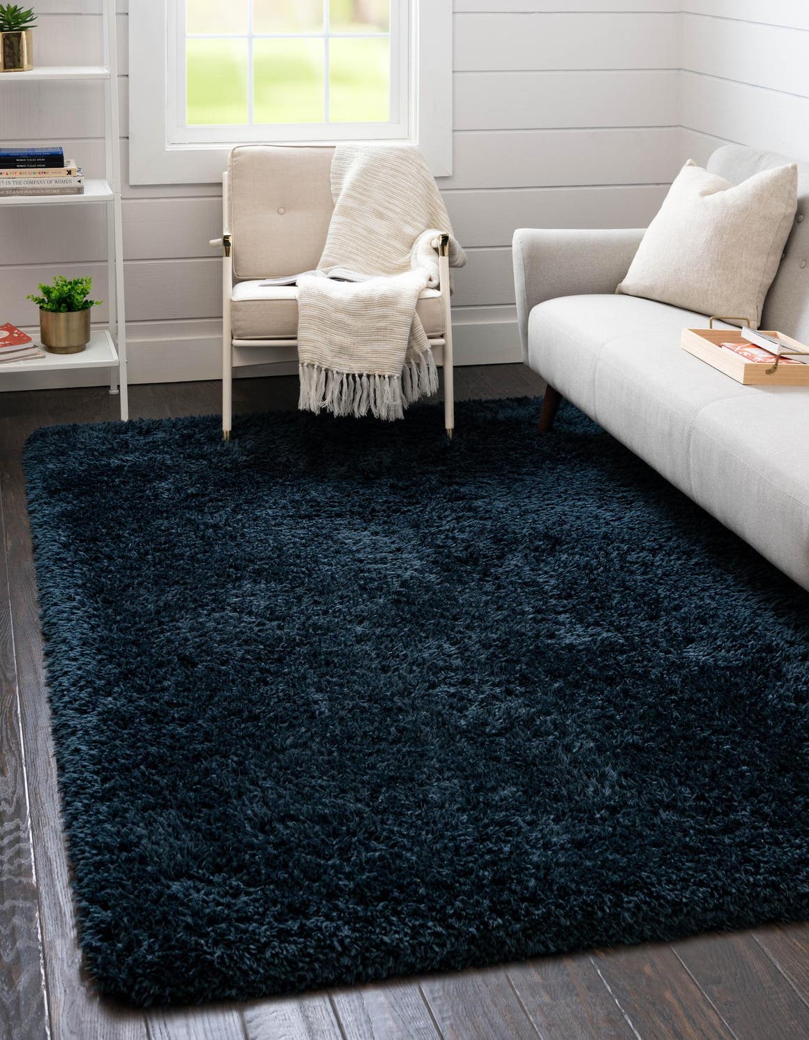 Cobalt 7' 1 x 10' Infinity Shag Rectangle Area Rug Thick Soft Touch Fluffy & Plush Shaggy Pile 100% Polypropylene With Jute Backing Solid Color Minimalist Carpet for Sale at Rug Engine