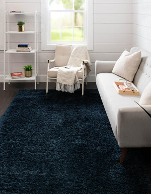 Cobalt 9' x 12' Infinity Shag Rectangle Area Rug Thick Soft Touch Fluffy & Plush Shaggy Pile 100% Polypropylene With Jute Backing Solid Color Minimalist Carpet for Sale at Rug Engine