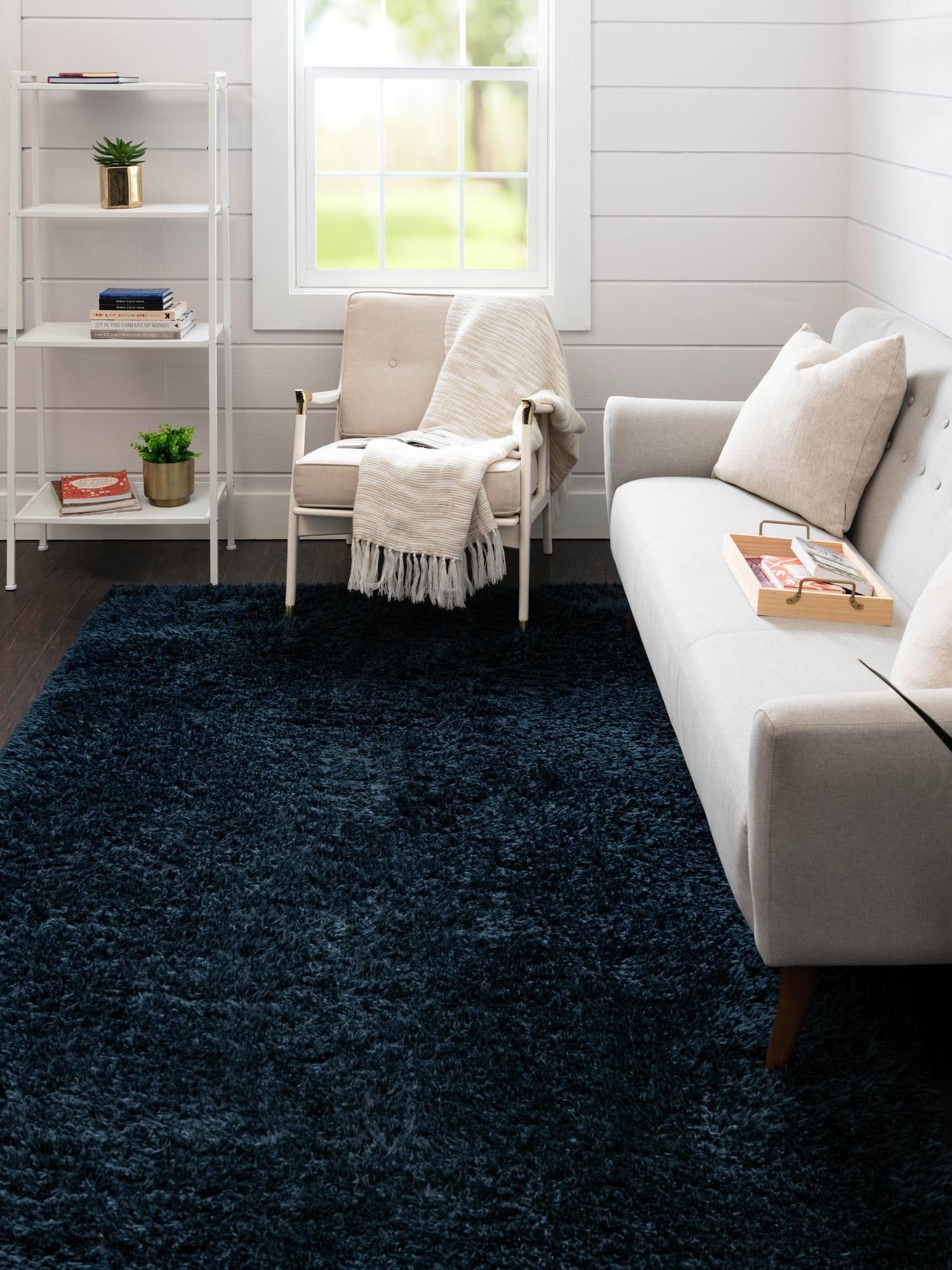 Cobalt 8' x 11' Infinity Shag Rectangle Area Rug Thick Soft Touch Fluffy & Plush Shaggy Pile 100% Polypropylene With Jute Backing Solid Color Minimalist Carpet for Sale at Rug Engine