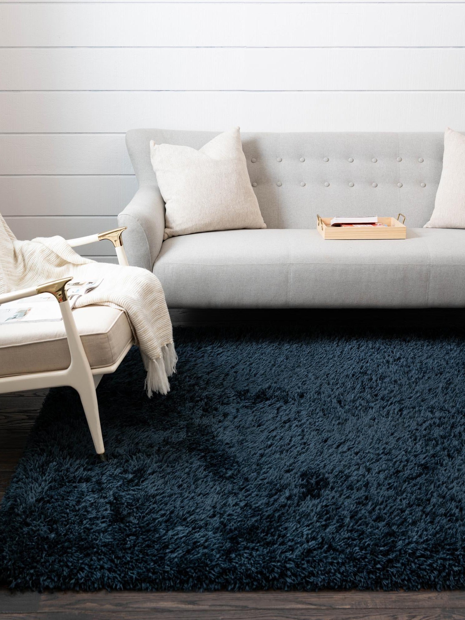 Cobalt 8' x 11' Infinity Shag Rectangle Area Rug Thick Soft Touch Fluffy & Plush Shaggy Pile 100% Polypropylene With Jute Backing Solid Color Minimalist Carpet for Sale at Rug Engine