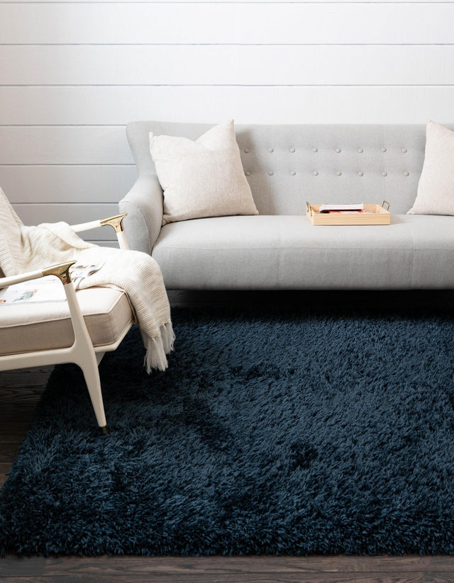 Cobalt 9' x 12' Infinity Shag Rectangle Area Rug Thick Soft Touch Fluffy & Plush Shaggy Pile 100% Polypropylene With Jute Backing Solid Color Minimalist Carpet for Sale at Rug Engine