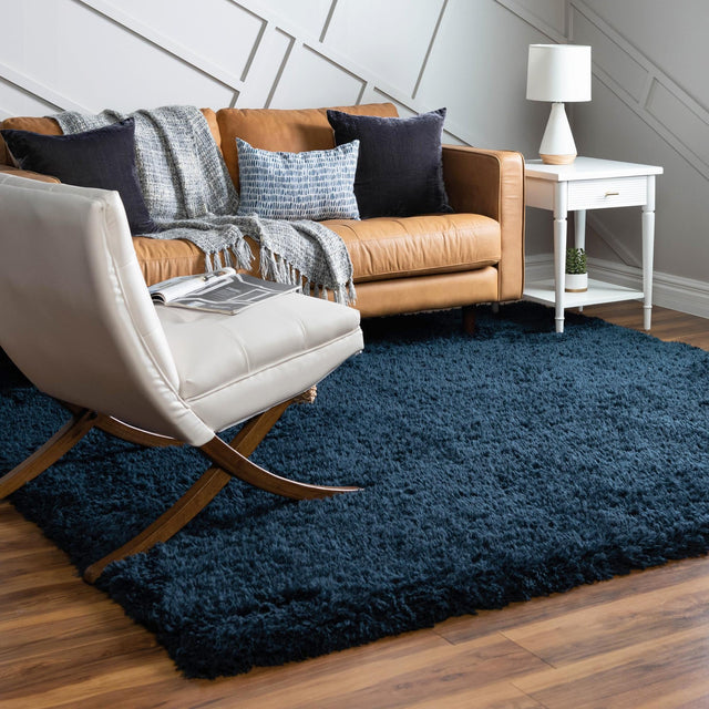Cobalt 8' x 8' Infinity Shag Square Area Rug Thick Soft Touch Fluffy & Plush Shaggy Pile 100% Polypropylene With Jute Backing Solid Color Minimalist Carpet for Sale at Rug Engine