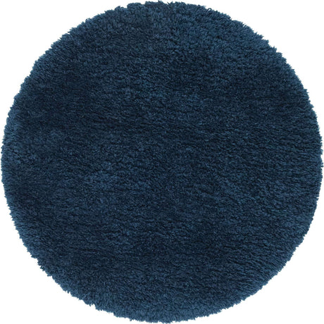 Cobalt 5' 1 x 5' 1 Infinity Shag Round Area Rug Thick Soft Touch Fluffy & Plush Shaggy Pile 100% Polypropylene With Jute Backing Solid Color Minimalist Carpet for Sale at Rug Engine