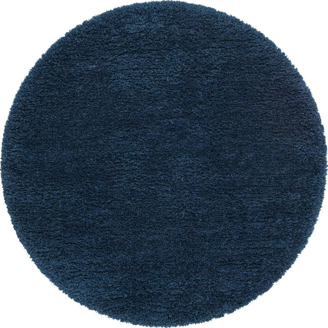 Cobalt 6' 7 x 6' 7 Infinity Shag Round Area Rug Thick Soft Touch Fluffy & Plush Shaggy Pile 100% Polypropylene With Jute Backing Solid Color Minimalist Carpet for Sale at Rug Engine