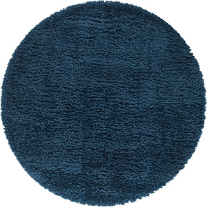 Cobalt 6' 1 x 6' 1 Infinity Shag Round Area Rug Thick Soft Touch Fluffy & Plush Shaggy Pile 100% Polypropylene With Jute Backing Solid Color Minimalist Carpet for Sale at Rug Engine
