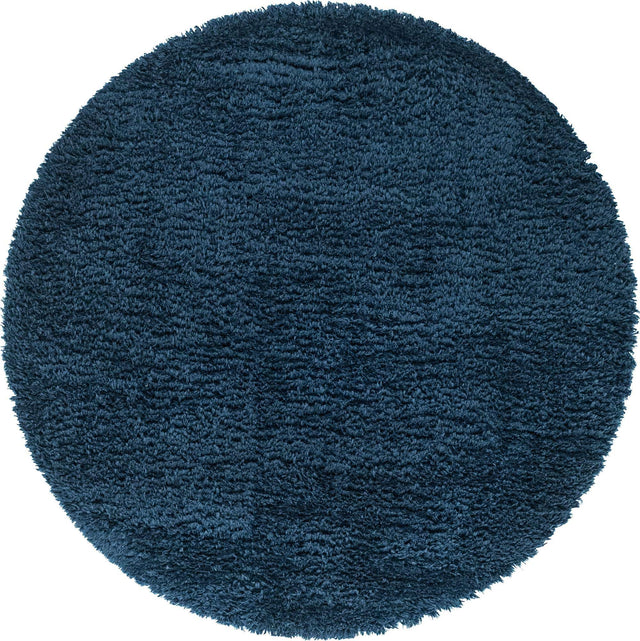 Cobalt 6' 1 x 6' 1 Infinity Shag Round Area Rug Thick Soft Touch Fluffy & Plush Shaggy Pile 100% Polypropylene With Jute Backing Solid Color Minimalist Carpet for Sale at Rug Engine