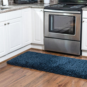 Cobalt 2' x 6' 5 Infinity Shag Runner Area Rug Thick Soft Touch Fluffy & Plush Shaggy Pile 100% Polypropylene With Jute Backing Solid Color Minimalist Carpet for Sale at Rug Engine