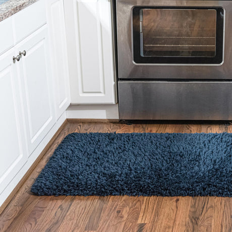 Cobalt 2' 7 x 10' Infinity Shag Runner Area Rug Thick Soft Touch Fluffy & Plush Shaggy Pile 100% Polypropylene With Jute Backing Solid Color Minimalist Carpet for Sale at Rug Engine