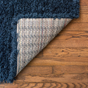 Cobalt 2' x 6' 5 Infinity Shag Runner Area Rug Thick Soft Touch Fluffy & Plush Shaggy Pile 100% Polypropylene With Jute Backing Solid Color Minimalist Carpet for Sale at Rug Engine