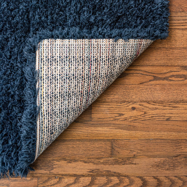Cobalt 2' x 6' 5 Infinity Shag Runner Area Rug Thick Soft Touch Fluffy & Plush Shaggy Pile 100% Polypropylene With Jute Backing Solid Color Minimalist Carpet for Sale at Rug Engine