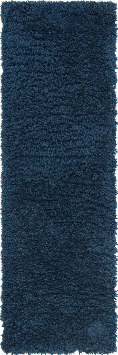 Cobalt 2' x 6' 5 Infinity Shag Runner Area Rug Thick Soft Touch Fluffy & Plush Shaggy Pile 100% Polypropylene With Jute Backing Solid Color Minimalist Carpet for Sale at Rug Engine