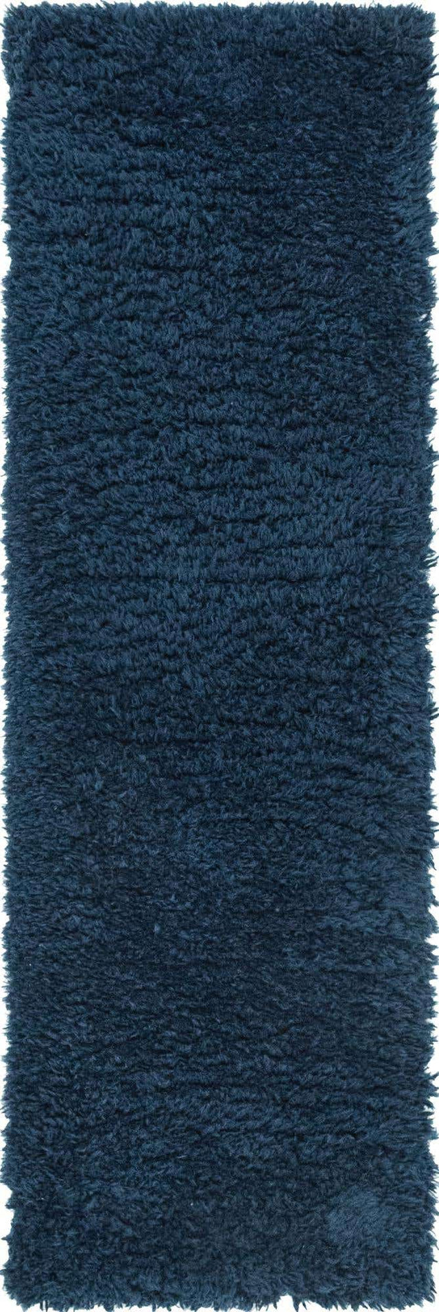 Cobalt 2' x 6' 5 Infinity Shag Runner Area Rug Thick Soft Touch Fluffy & Plush Shaggy Pile 100% Polypropylene With Jute Backing Solid Color Minimalist Carpet for Sale at Rug Engine