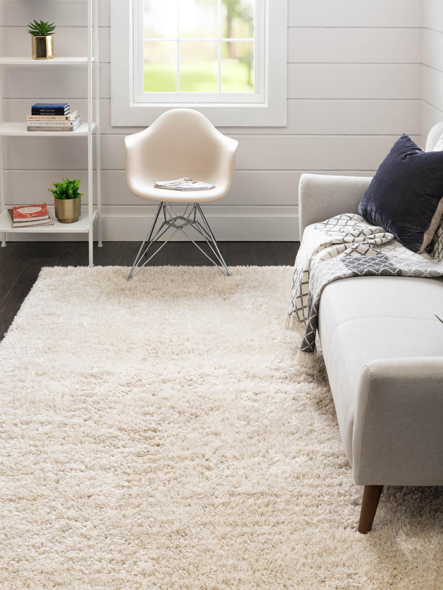 Linen 8' x 10' Infinity Shag Rectangle Area Rug Thick Soft Touch Fluffy & Plush Shaggy Pile 100% Polypropylene With Jute Backing Solid Color Minimalist Carpet for Sale at Rug Engine