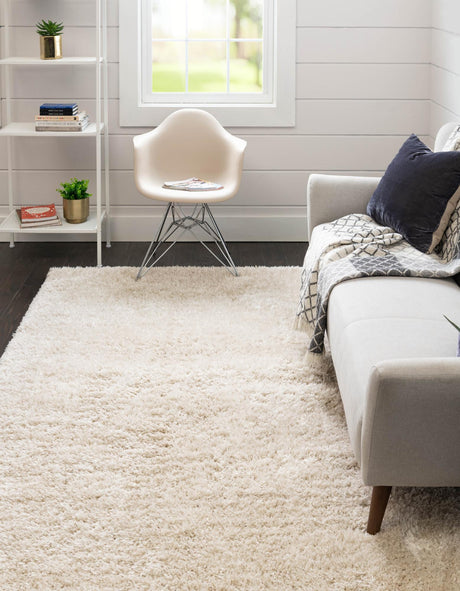Linen 8' x 11' Infinity Shag Rectangle Area Rug Thick Soft Touch Fluffy & Plush Shaggy Pile 100% Polypropylene With Jute Backing Solid Color Minimalist Carpet for Sale at Rug Engine