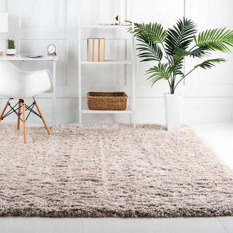 Linen 8' x 8' Infinity Shag Square Area Rug Thick Soft Touch Fluffy & Plush Shaggy Pile 100% Polypropylene With Jute Backing Solid Color Minimalist Carpet for Sale at Rug Engine