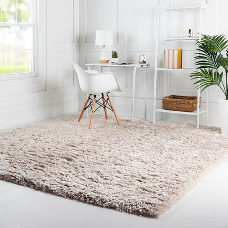 Linen 8' x 8' Infinity Shag Square Area Rug Thick Soft Touch Fluffy & Plush Shaggy Pile 100% Polypropylene With Jute Backing Solid Color Minimalist Carpet for Sale at Rug Engine
