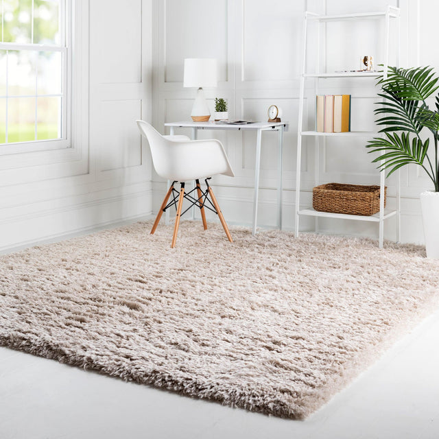 Linen 8' x 8' Infinity Shag Square Area Rug Thick Soft Touch Fluffy & Plush Shaggy Pile 100% Polypropylene With Jute Backing Solid Color Minimalist Carpet for Sale at Rug Engine