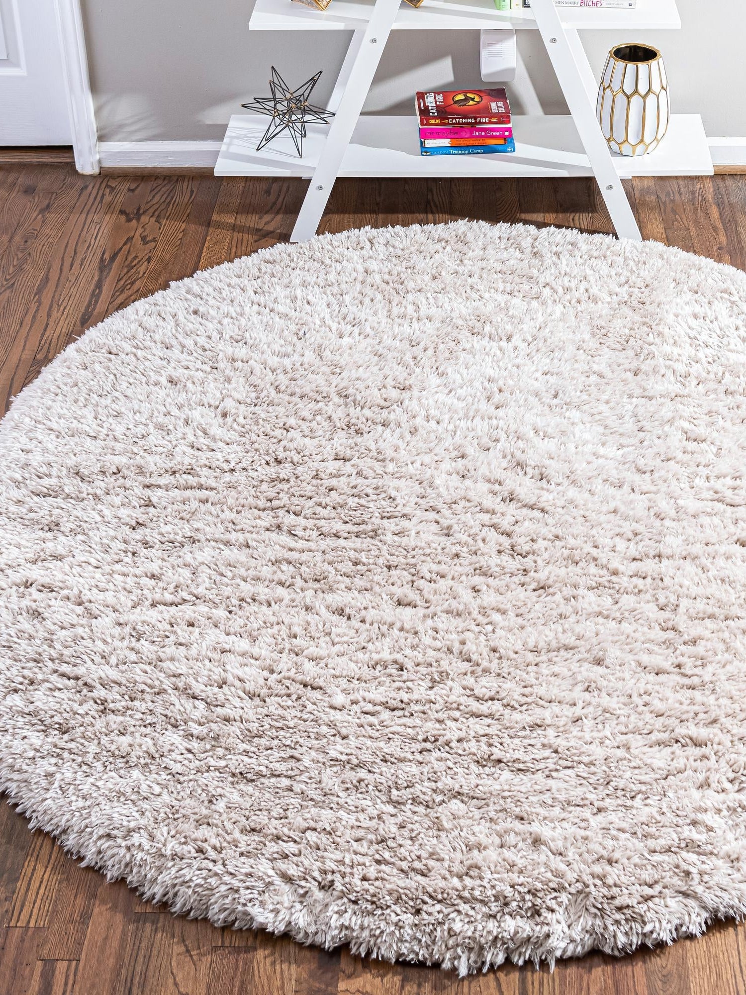 Linen 3' 3 x 3' 3 Infinity Shag Round Area Rug Thick Soft Touch Fluffy & Plush Shaggy Pile 100% Polypropylene With Jute Backing Solid Color Minimalist Carpet for Sale at Rug Engine