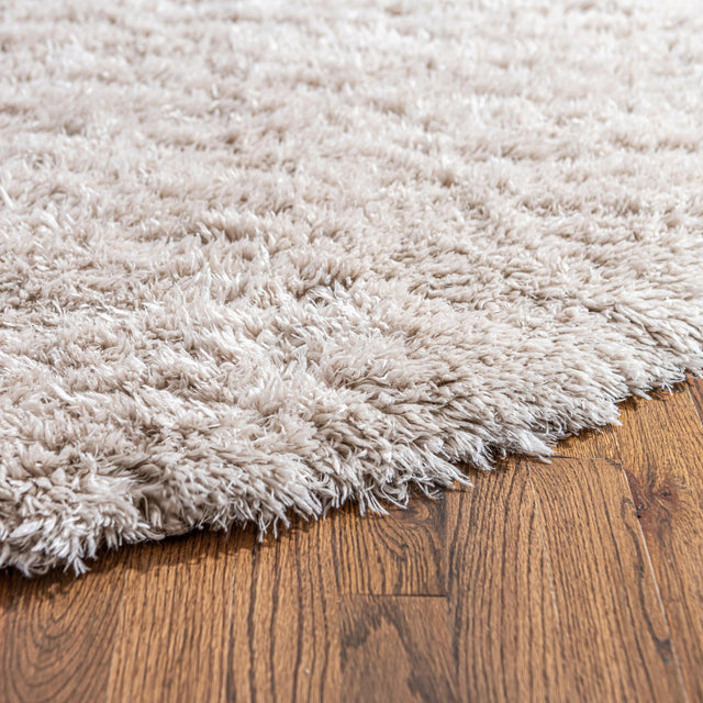 Linen 4' 1 x 4' 1 Infinity Shag Round Area Rug Thick Soft Touch Fluffy & Plush Shaggy Pile 100% Polypropylene With Jute Backing Solid Color Minimalist Carpet for Sale at Rug Engine