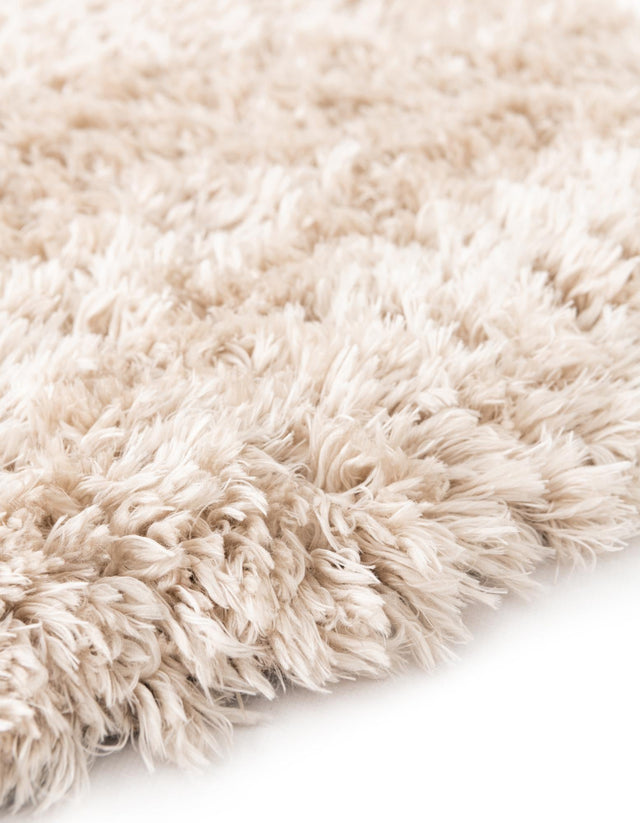 Linen 4' 1 x 4' 1 Infinity Shag Round Area Rug Thick Soft Touch Fluffy & Plush Shaggy Pile 100% Polypropylene With Jute Backing Solid Color Minimalist Carpet for Sale at Rug Engine