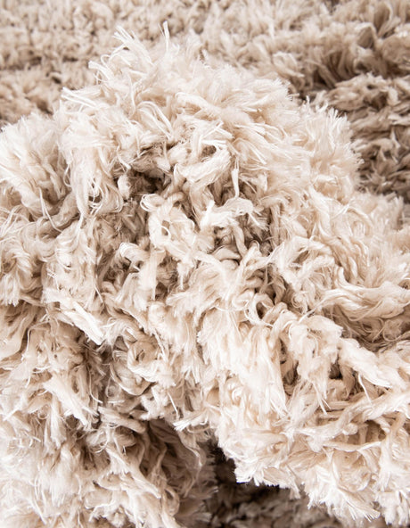 Linen 4' 1 x 4' 1 Infinity Shag Round Area Rug Thick Soft Touch Fluffy & Plush Shaggy Pile 100% Polypropylene With Jute Backing Solid Color Minimalist Carpet for Sale at Rug Engine