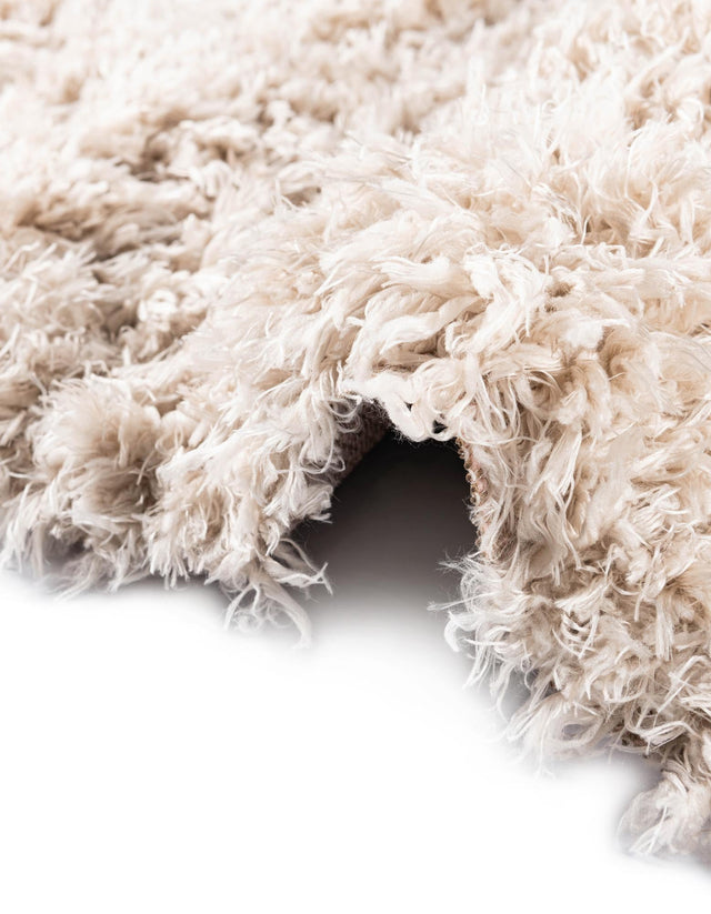 Linen 4' 1 x 4' 1 Infinity Shag Round Area Rug Thick Soft Touch Fluffy & Plush Shaggy Pile 100% Polypropylene With Jute Backing Solid Color Minimalist Carpet for Sale at Rug Engine