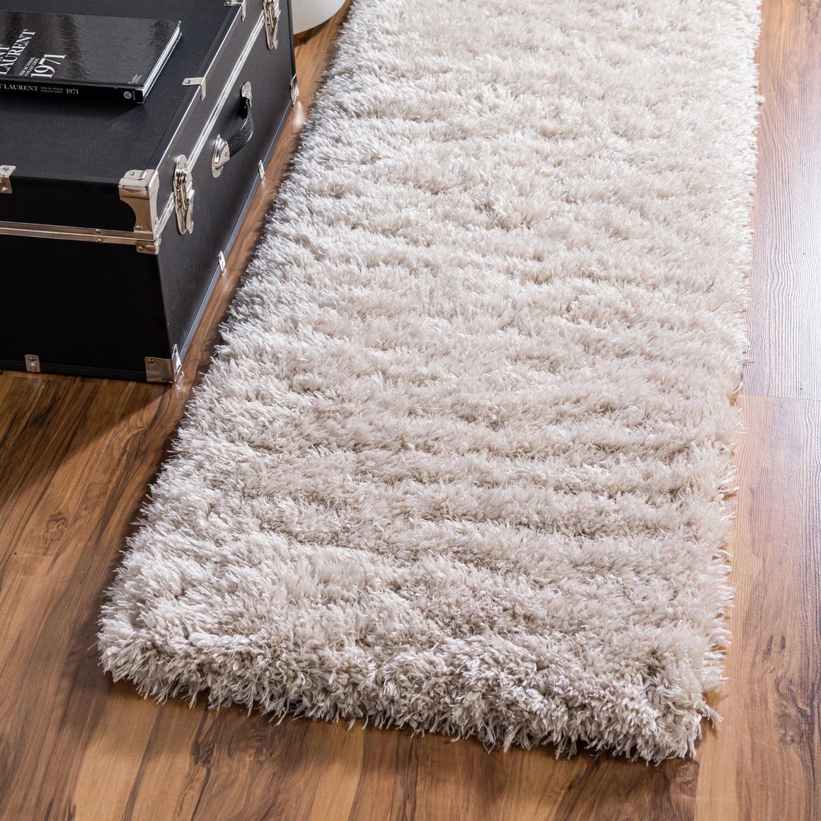 Linen 2' 7 x 10' Infinity Shag Runner Area Rug Thick Soft Touch Fluffy & Plush Shaggy Pile 100% Polypropylene With Jute Backing Solid Color Minimalist Carpet for Sale at Rug Engine