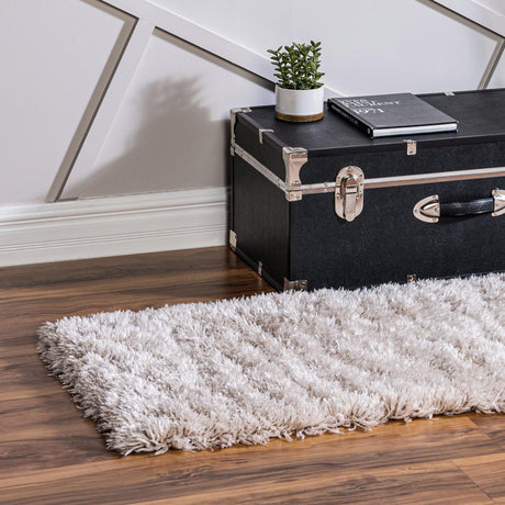 Linen 2' 7 x 13' 1 Infinity Shag Runner Area Rug Thick Soft Touch Fluffy & Plush Shaggy Pile 100% Polypropylene With Jute Backing Solid Color Minimalist Carpet for Sale at Rug Engine