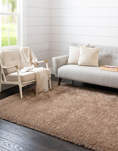 Khaki 9' x 12' Infinity Shag Rectangle Area Rug Thick Soft Touch Fluffy & Plush Shaggy Pile 100% Polypropylene With Jute Backing Solid Color Minimalist Carpet for Sale at Rug Engine