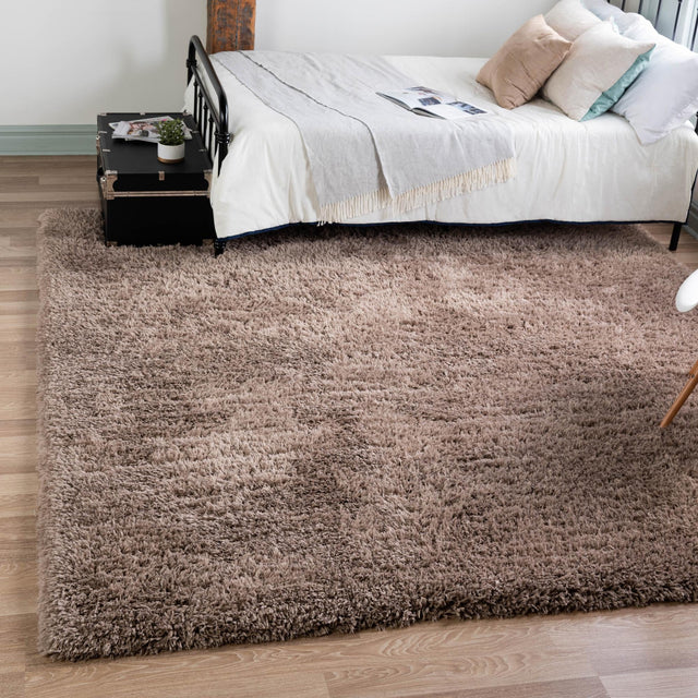 Khaki 8' x 8' Infinity Shag Square Area Rug Thick Soft Touch Fluffy & Plush Shaggy Pile 100% Polypropylene With Jute Backing Solid Color Minimalist Carpet for Sale at Rug Engine