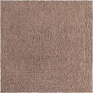 Khaki 8' x 8' Infinity Shag Square Area Rug Thick Soft Touch Fluffy & Plush Shaggy Pile 100% Polypropylene With Jute Backing Solid Color Minimalist Carpet for Sale at Rug Engine