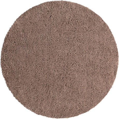 Khaki 6' 7 x 6' 7 Infinity Shag Round Area Rug Thick Soft Touch Fluffy & Plush Shaggy Pile 100% Polypropylene With Jute Backing Solid Color Minimalist Carpet for Sale at Rug Engine