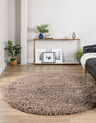 Khaki 8' x 8' Infinity Shag Round Area Rug Thick Soft Touch Fluffy & Plush Shaggy Pile 100% Polypropylene With Jute Backing Solid Color Minimalist Carpet for Sale at Rug Engine