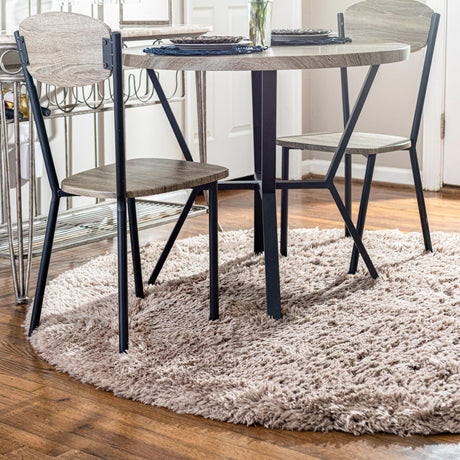 Khaki 3' 3 x 3' 3 Infinity Shag Round Area Rug Thick Soft Touch Fluffy & Plush Shaggy Pile 100% Polypropylene With Jute Backing Solid Color Minimalist Carpet for Sale at Rug Engine