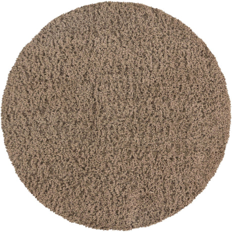 Khaki 6' 1 x 6' 1 Infinity Shag Round Area Rug Thick Soft Touch Fluffy & Plush Shaggy Pile 100% Polypropylene With Jute Backing Solid Color Minimalist Carpet for Sale at Rug Engine