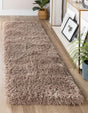 Khaki 2' 7 x 10' Infinity Shag Runner Area Rug Thick Soft Touch Fluffy & Plush Shaggy Pile 100% Polypropylene With Jute Backing Solid Color Minimalist Carpet for Sale at Rug Engine