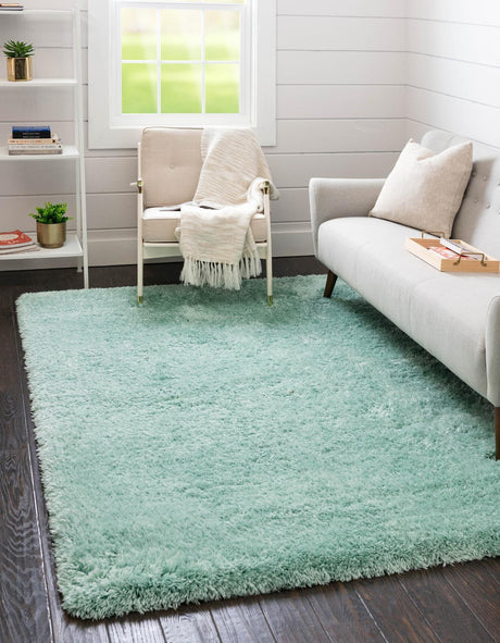 Cyan 9' x 12' Infinity Shag Rectangle Area Rug Thick Soft Touch Fluffy & Plush Shaggy Pile 100% Polypropylene With Jute Backing Solid Color Minimalist Carpet for Sale at Rug Engine