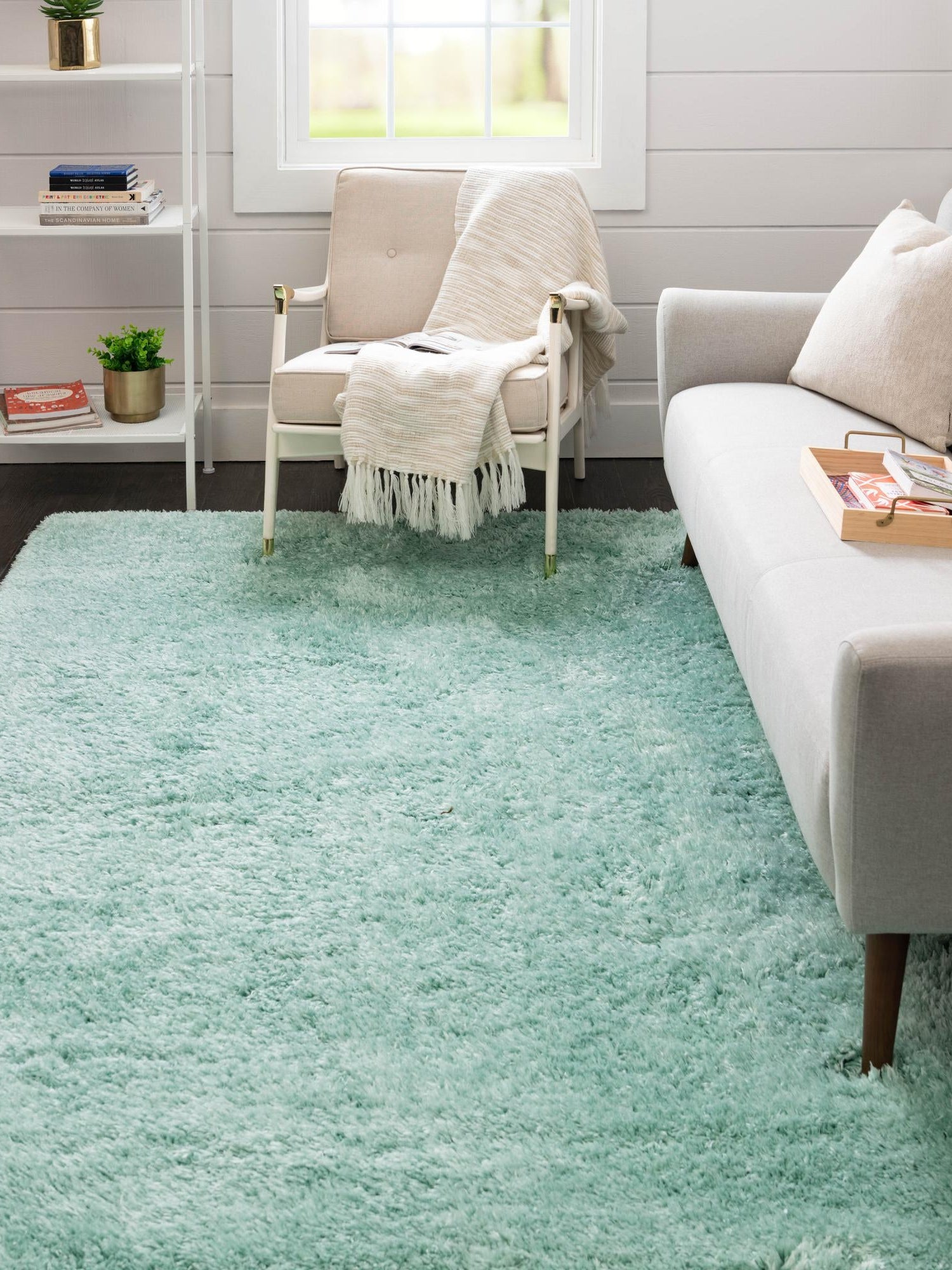 Cyan 2' x 3' Infinity Shag Rectangle Area Rug Thick Soft Touch Fluffy & Plush Shaggy Pile 100% Polypropylene With Jute Backing Solid Color Minimalist Carpet for Sale at Rug Engine